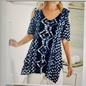 Soft Surroundings Cold Shoulder Batik Talia Top like new